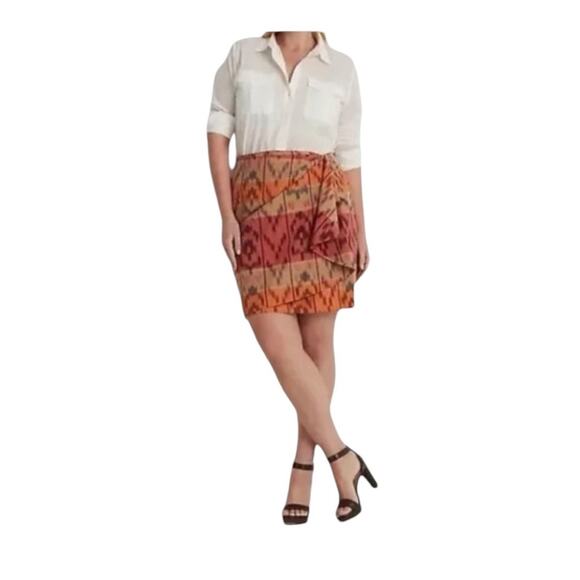 Lauren Ralph Lauren True Wrap Skirt Above Knee Geo Motif Ruffle Ikat Fall NEW 18 - Picture 8 of 11